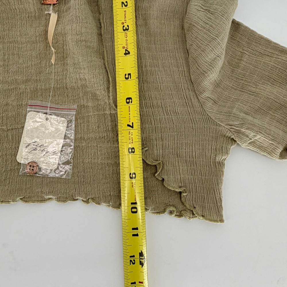 Free People Found My Friend Shrug Size S Stone Moss Green Cropped Bolero NWT - Picture 6 of 6